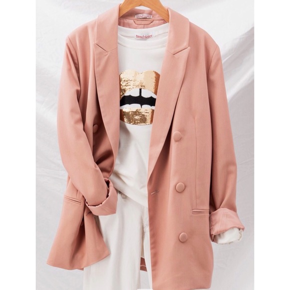 New Oversize Mauve pink button blazer jacket - Picture 8 of 8
